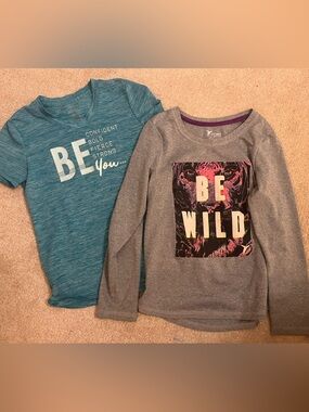 Girls' Teal 'Be You' Short Sleeve Tee & Old Navy 'Be Wild' Long Sleeve - 2-Pack